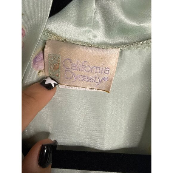 VTG California Dynasty Floral Satin Silky Knee Length Kimono Robe - Picture 4 of 7